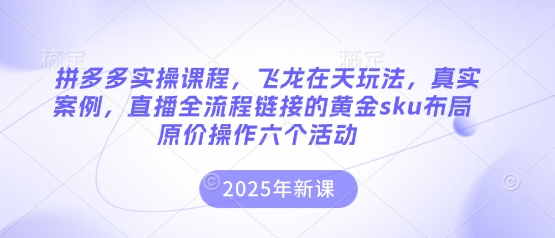 拼多多实操课程,飞龙在天玩法,真实案例,直播全流程链接的黄金sku布局原价操作六个活动-OPCmate