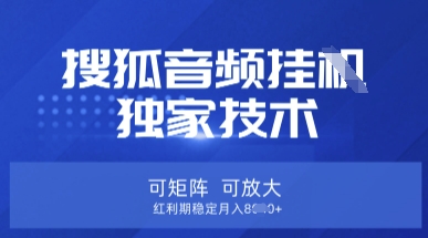 【搜狐音频挂G】独家技术,可矩阵可放大,红利期稳定月入8k【揭秘】-OPCmate