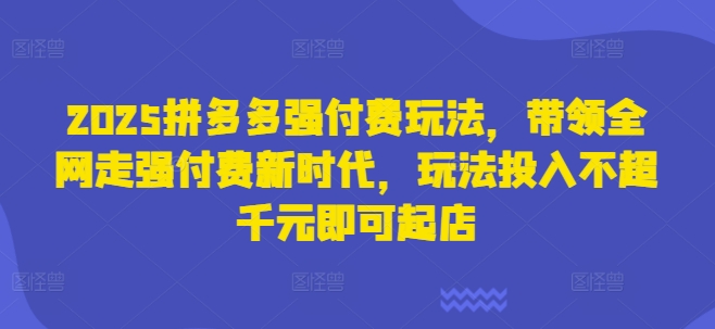 2025拼多多强付费玩法,带领全网走强付费新时代,玩法投入不超千元即可起店-OPCmate