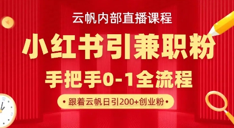 云帆内部直播课,小红书引流兼职粉教程,日引500+月变现过W-OPCmate