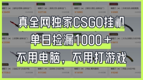 真全网独家CSGO挂G，单日捡漏1k+【揭秘】-OPCmate
