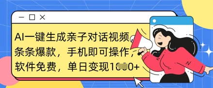AI一键生成亲子对话视频,条条爆款,一部手机即可操作,单日变现数张-OPCmate